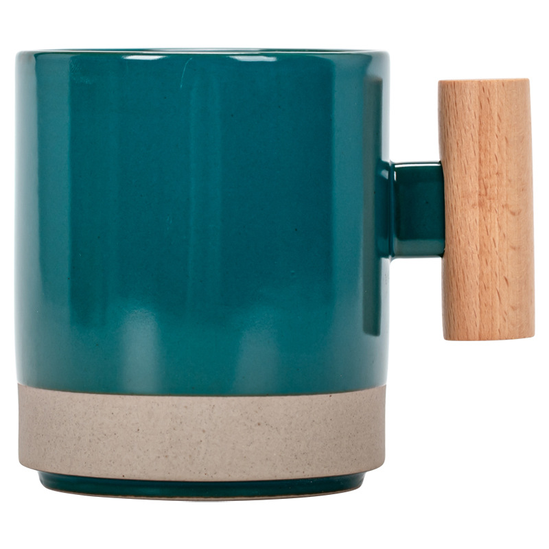 Damon Ceramic Cup Household Coffee Cup Water Cup Tea Cup Wooden Handle Mug Fashion Couple Brushing Teeth Against Cup - Image 5