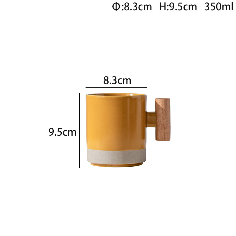 Damon Ceramic Cup Household Coffee Cup Water Cup Tea Cup Wooden Handle Mug Fashion Couple Brushing Teeth Against Cup - Image 7