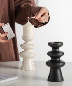 Black and white ceramic candlestick, atmosphere, home high-end soft decorative ornaments