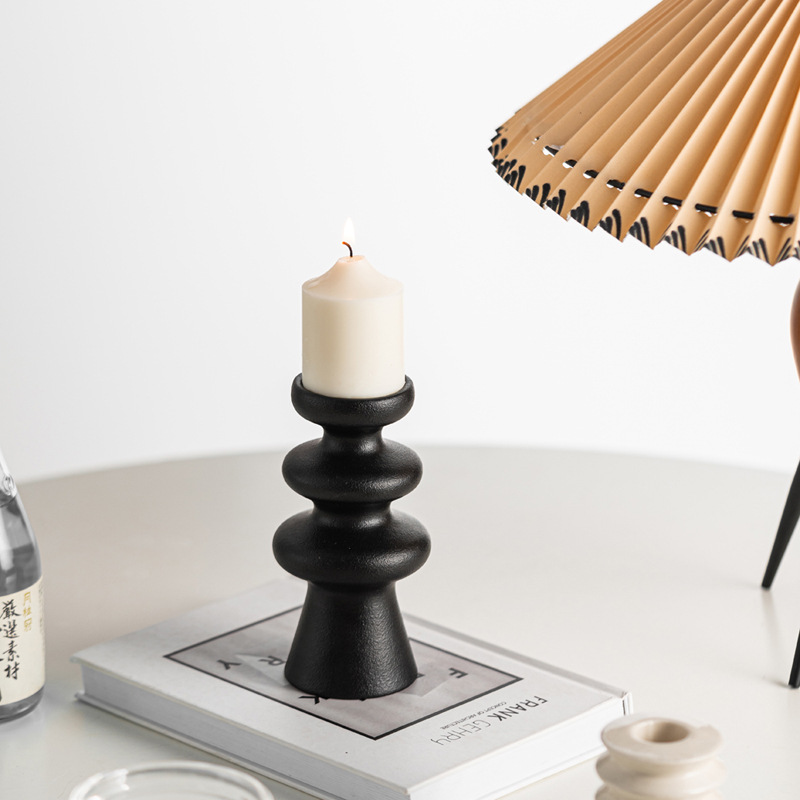 Black and white ceramic candlestick, atmosphere, home high-end soft decorative ornaments - Image 2