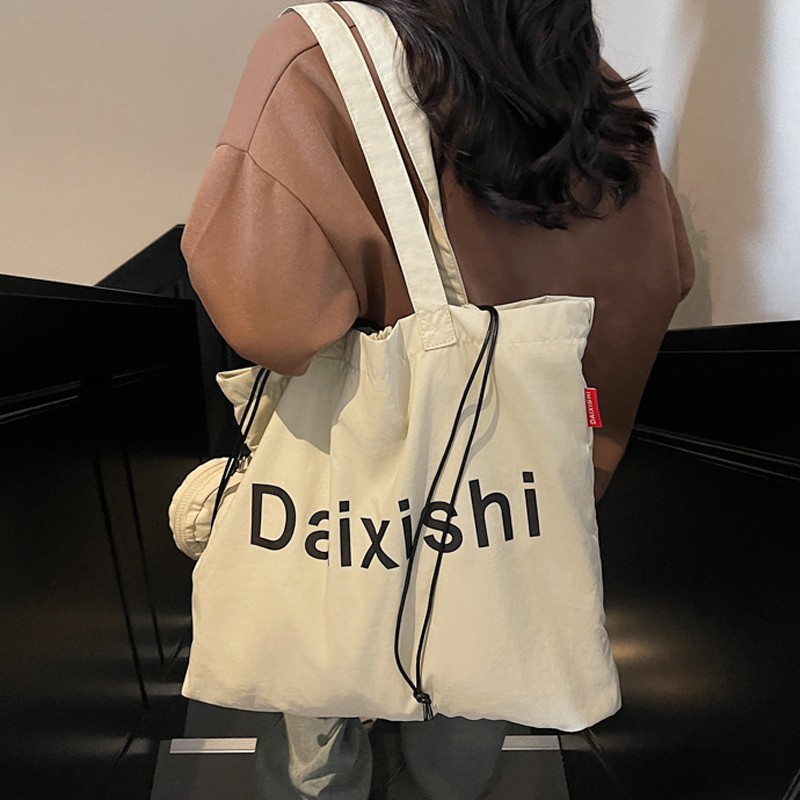 Summer nylon cloth bag women's ultra-light and convenient folding hand-held shopping bag large capacity travel one-shoulder tote bag - Image 2