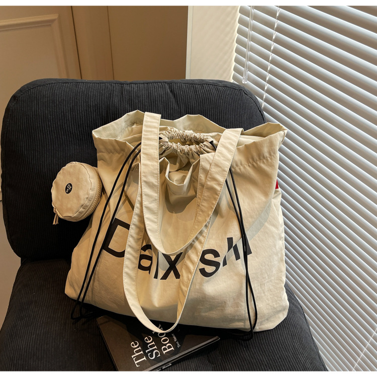 Summer nylon cloth bag women's ultra-light and convenient folding hand-held shopping bag large capacity travel one-shoulder tote bag - Image 13