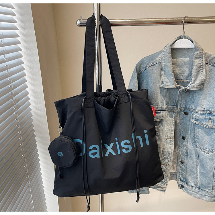 Summer nylon cloth bag women's ultra-light and convenient folding hand-held shopping bag large capacity travel one-shoulder tote bag - Image 14