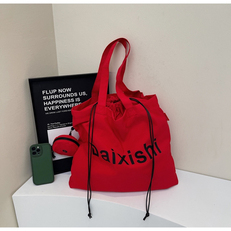 Summer nylon cloth bag women's ultra-light and convenient folding hand-held shopping bag large capacity travel one-shoulder tote bag - Image 15