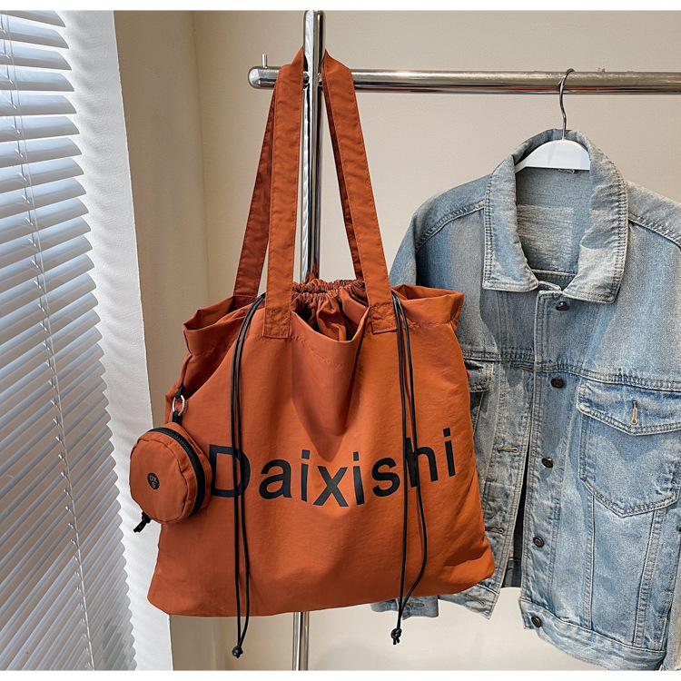 Summer nylon cloth bag women's ultra-light and convenient folding hand-held shopping bag large capacity travel one-shoulder tote bag - Image 17