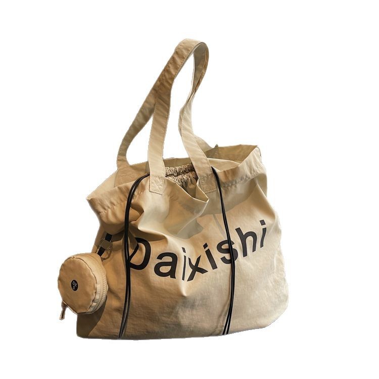 Summer nylon cloth bag women's ultra-light and convenient folding hand-held shopping bag large capacity travel one-shoulder tote bag - Image 5