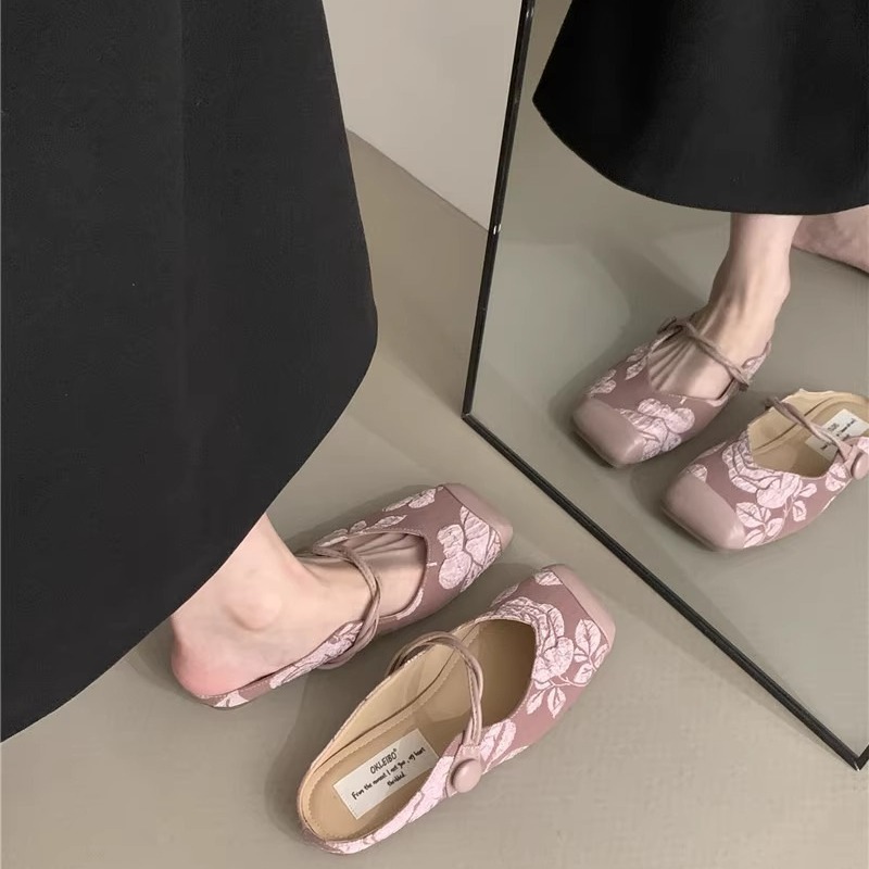 Wanwanfeng temperament new Chinese style bag-toe half-slippers for women's skirt soft sole single shoes fairy kicks - Image 4