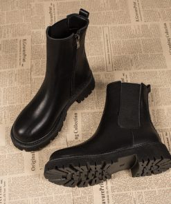 British style Martin boots for women's spring and autumn single boots Chelsea thin boots winter simple thick sole short boots