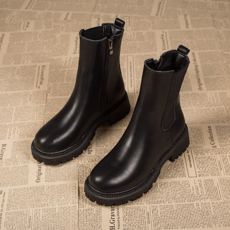 British style Martin boots for women's spring and autumn single boots Chelsea thin boots winter simple thick sole short boots - Image 4