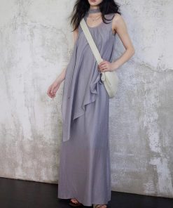 Eryang Design [Wangshu] Tiansi Flowing Temperament Lazy Style Irregular Sleeveless Vest + Large Sling Sling Skirt