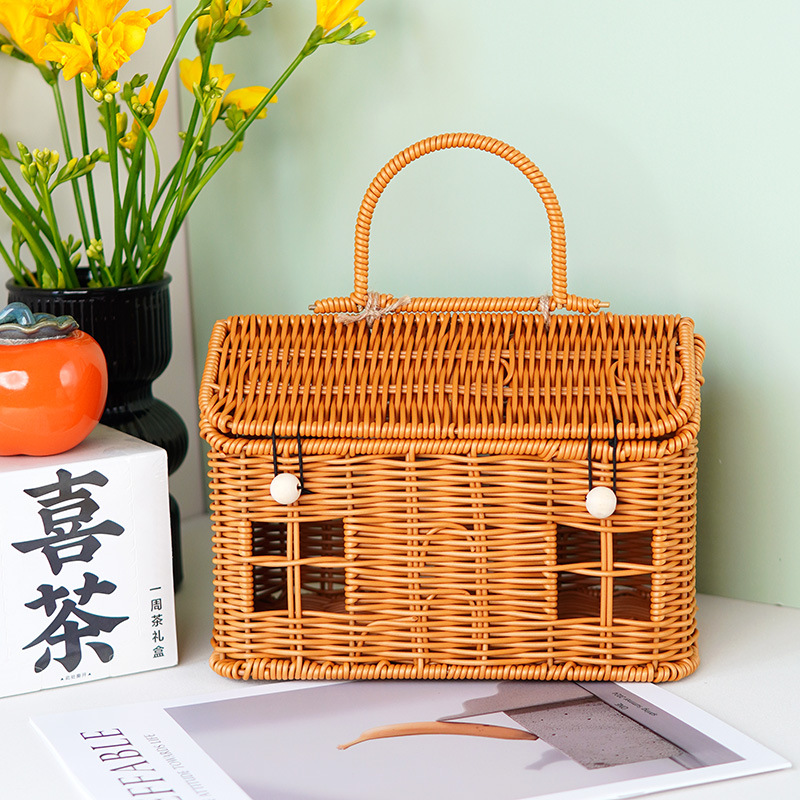 Imitation rattan house shop basket picnic storage basket wedding bridesmaids hand socks gift box birthday gift basket - Image 2