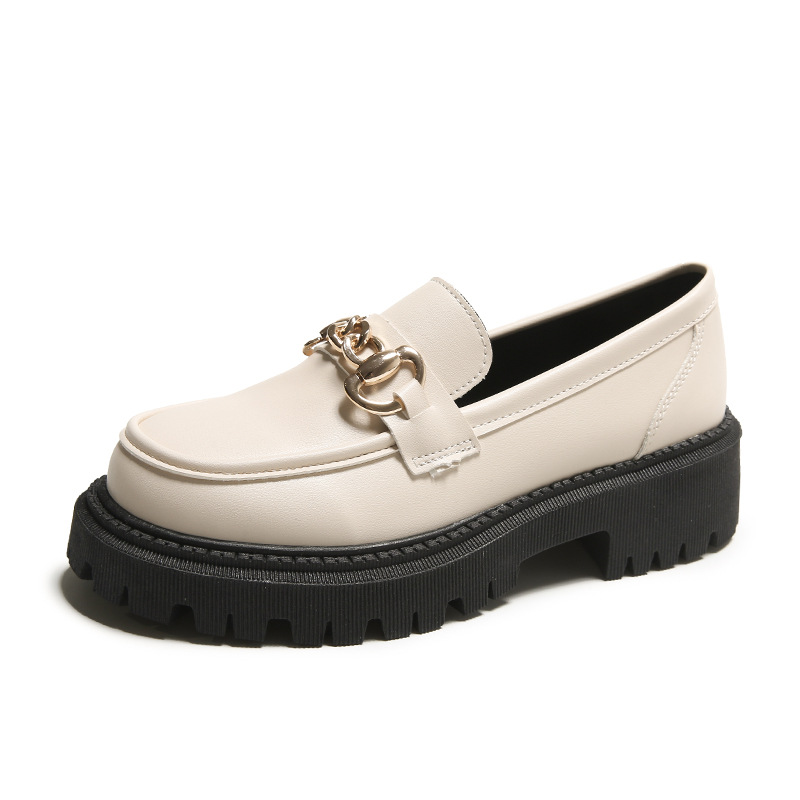 Large size women's shoes British style black retro leather shoes spring and autumn shoes thick sole single shoes - Image 8