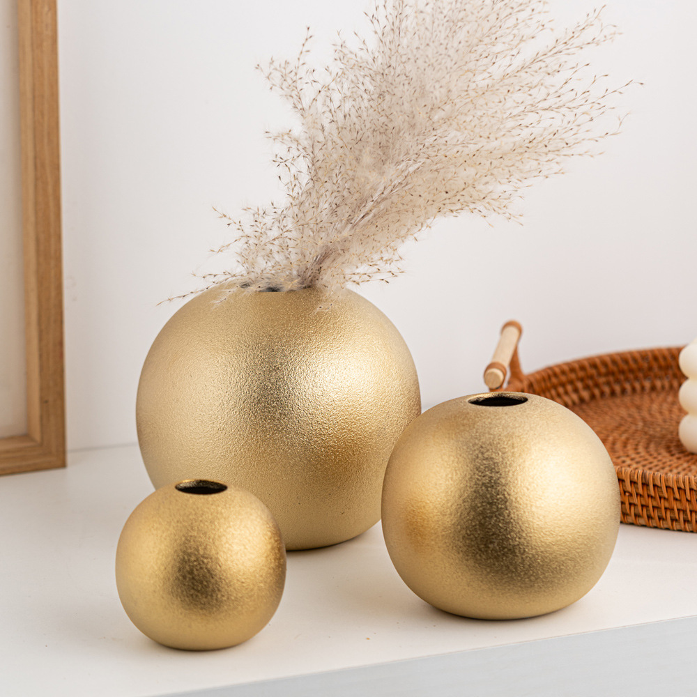 Ceramic light luxury hydroponic electroplating frosted ball gold and silver ceramic vase wedding home craft ornaments style - Image 19