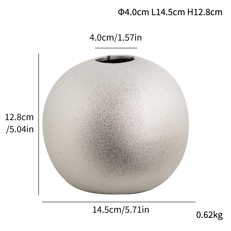 Ceramic light luxury hydroponic electroplating frosted ball gold and silver ceramic vase wedding home craft ornaments style - Image 7