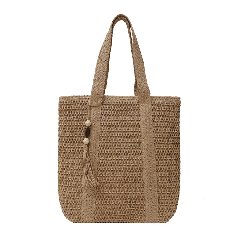 Vacation style woven large bag women fashionable simple large capacity straw woven bag summer commuter underarm bag - Image 9