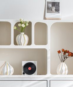 Style hand-painted striped ceramic small vase fresh and simple flower arrangement high-end home decoration