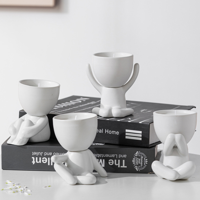 Vegetable ceramic candlestick aromatherapy sitting posture small people home decoration home decorations home decorations - Image 2