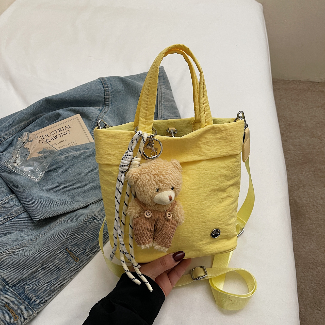 Fashionable hand-carrying casual bucket bag Fashion cartoon bear shoulder bag high-end crossbody bag - Image 6