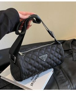 Oxford cloth cylinder crossbody bag women's horizontal version niche pillow fashionable and versatile large capacity bucket bag crossbody shoulder bag