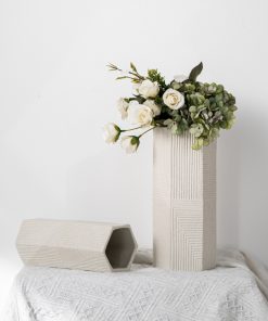 Hexagonal square tube ceramic vase modern simple home decoration products