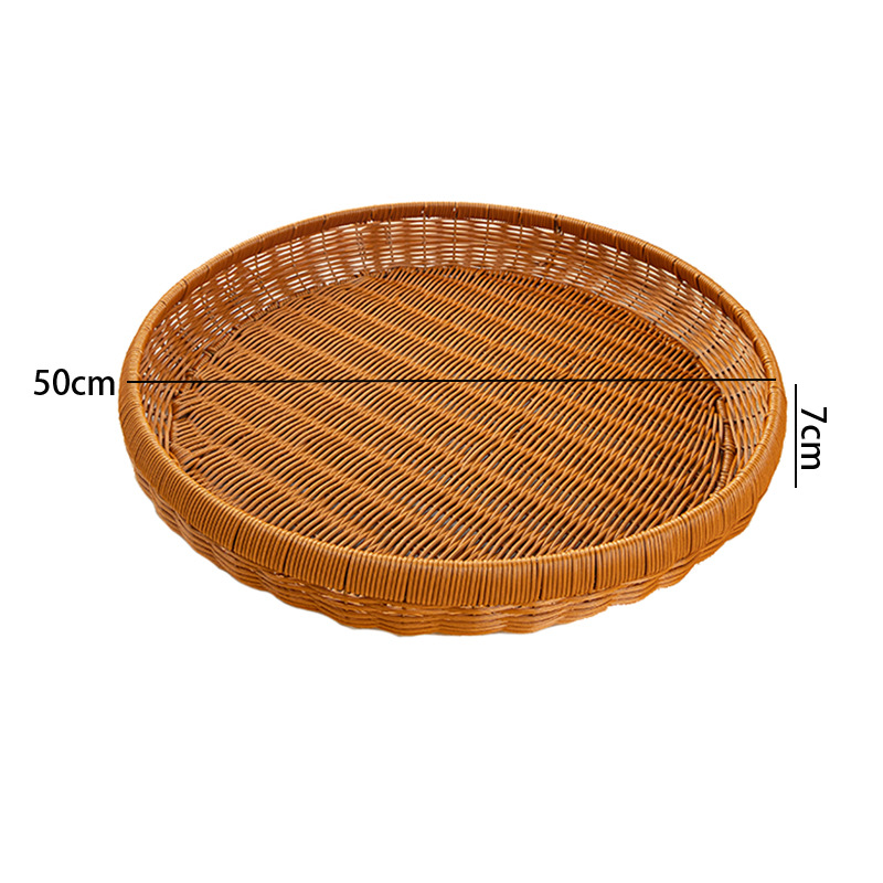 Imitation rattan round storage basket household bun steamed bun basket drying dustpan washing basket vegetable basket fruit tray hand-woven - Image 8