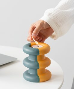 Colorful two-color candlestick round party atmosphere ceramic craft dining table romantic home decoration