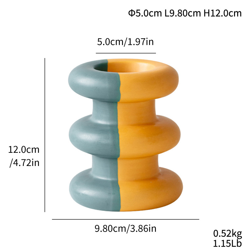 Colorful two-color candlestick round party atmosphere ceramic craft dining table romantic home decoration - Image 5