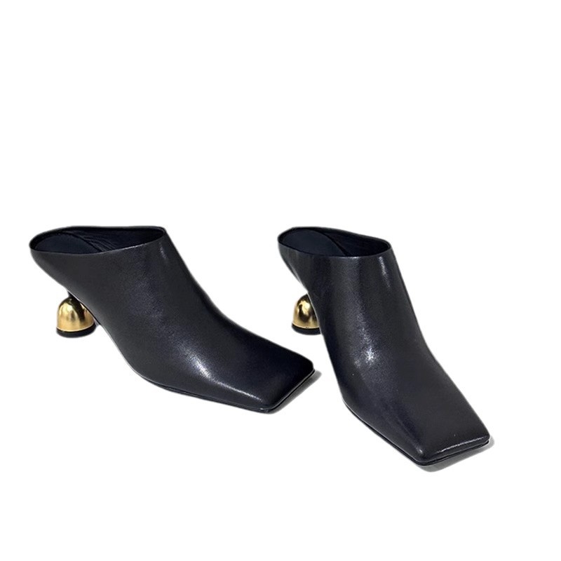 Baotou slippers square toe special heel solid color high heels elegant fashionable simple small height-enhancing shoes for women - Image 4