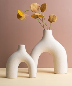 Plain fired chic arch bridge ceramic vase ornaments new Chinese living room soft decorations dining table products