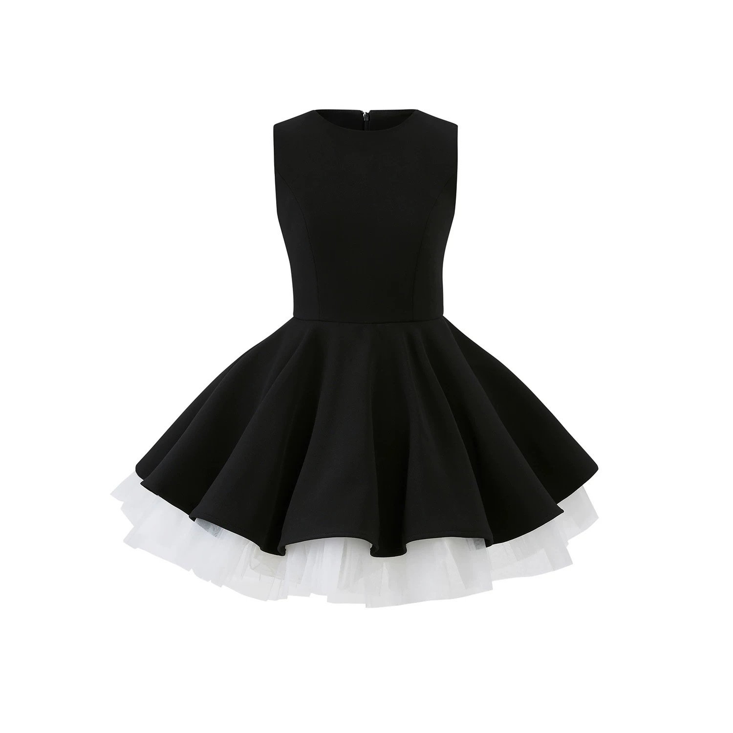 /Contrast color mesh splicing sleeveless French Hepburn dress with temperament waist-hugging fluffy skirt ballet skirt - Image 7