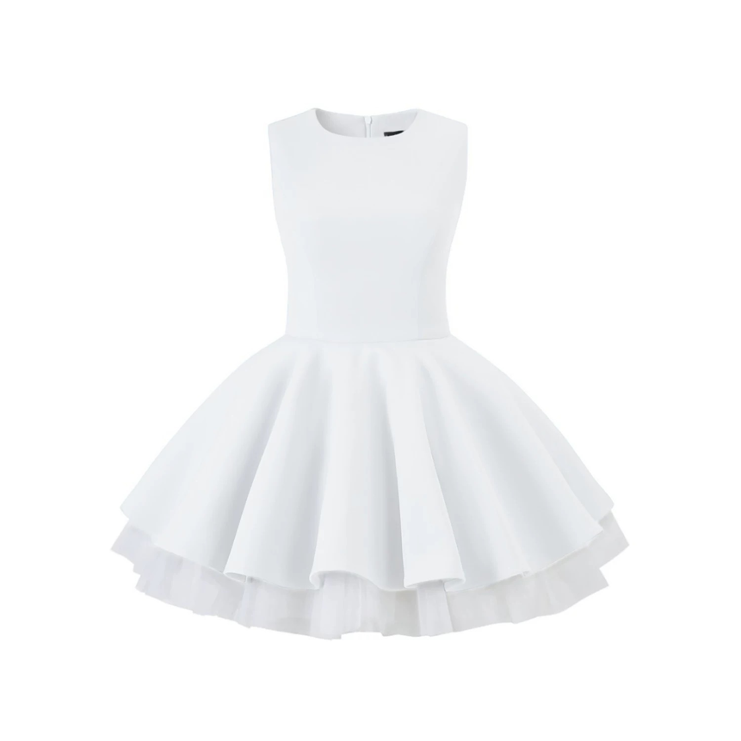 /Contrast color mesh splicing sleeveless French Hepburn dress with temperament waist-hugging fluffy skirt ballet skirt - Image 9