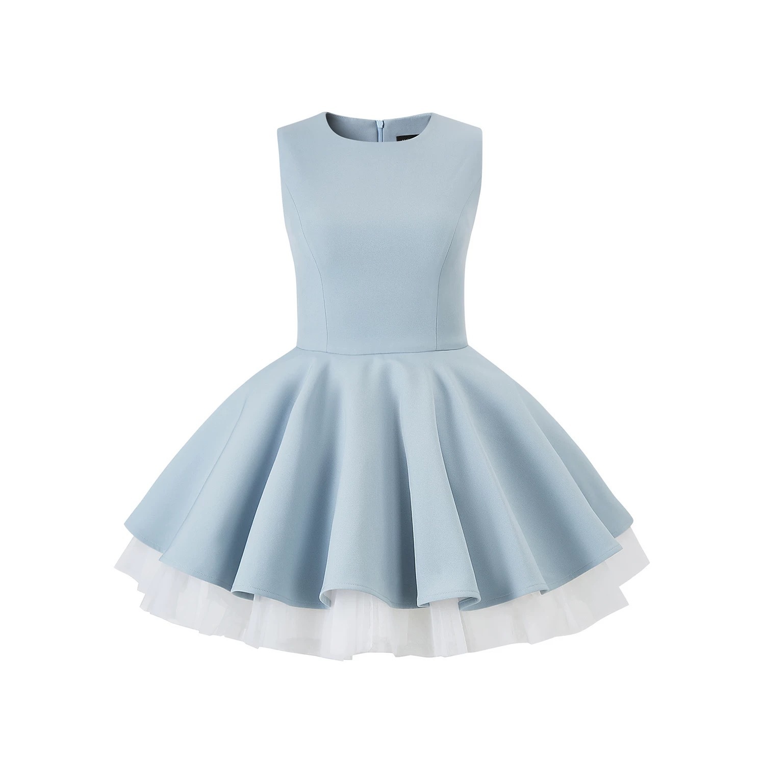 /Contrast color mesh splicing sleeveless French Hepburn dress with temperament waist-hugging fluffy skirt ballet skirt - Image 10
