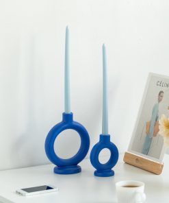 Simple light luxury Klein blue ceramic candlestick atmosphere ornaments decorate Meiju craft ornaments
