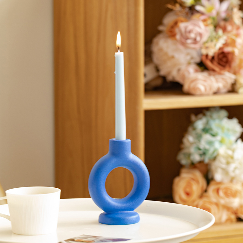 Simple light luxury Klein blue ceramic candlestick atmosphere ornaments decorate Meiju craft ornaments - Image 2
