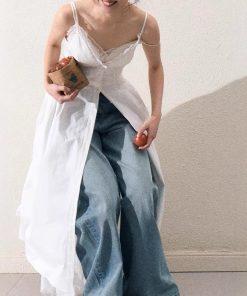 / "Tough Trees and Summer Flowers" Women's French Pure Waist-Close-Up Lace Heavy Industry Sling Dress