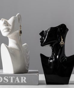 Simple, glossy glazed ceramic vase with women's side face, high-end feel, style clothing store window decorations