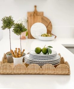 Pastoral rattan storage tray natural rattan household waterproof and mildew-proof idle fruit tray decorative tray