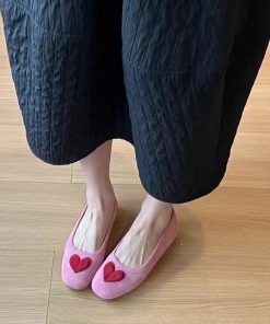 Soft leather version ~ Niche design sweet love flat ballet shoes for women French gentle retro commuter shallow mouth shoes