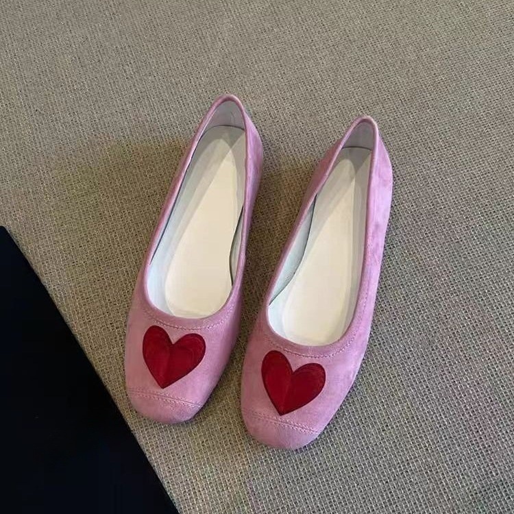 Soft leather version ~ Niche design sweet love flat ballet shoes for women French gentle retro commuter shallow mouth shoes - Image 2