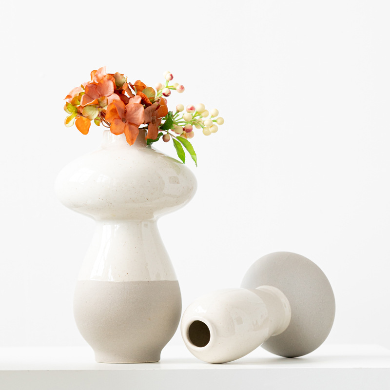 Style, vegetarian, two-color ceramic vase ornaments, handicrafts, home decorations - Image 6