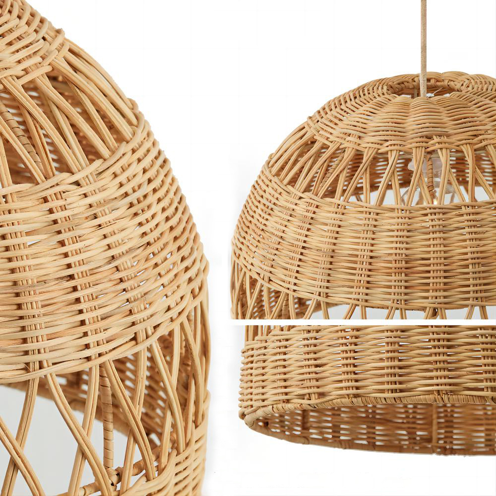 Hand-woven lampshade living room dining room rattan lamp fixtures Bed and Bedroom decorative bamboo chandelier chandelier - Image 2