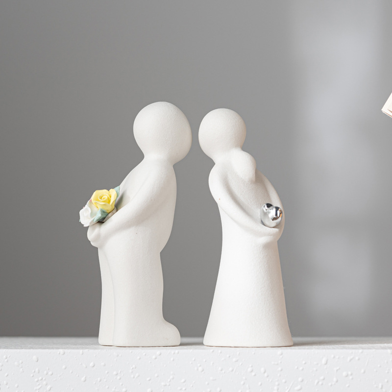 Simple light luxury ceramic couple character home decoration ceramic abstract wedding gift - Image 5