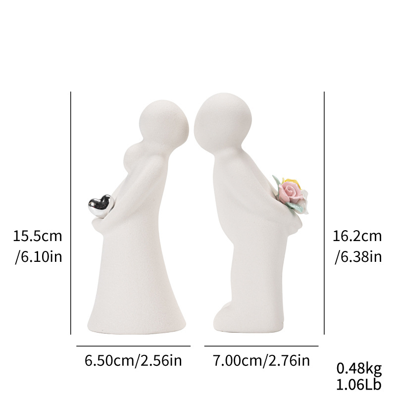 Simple light luxury ceramic couple character home decoration ceramic abstract wedding gift - Image 6