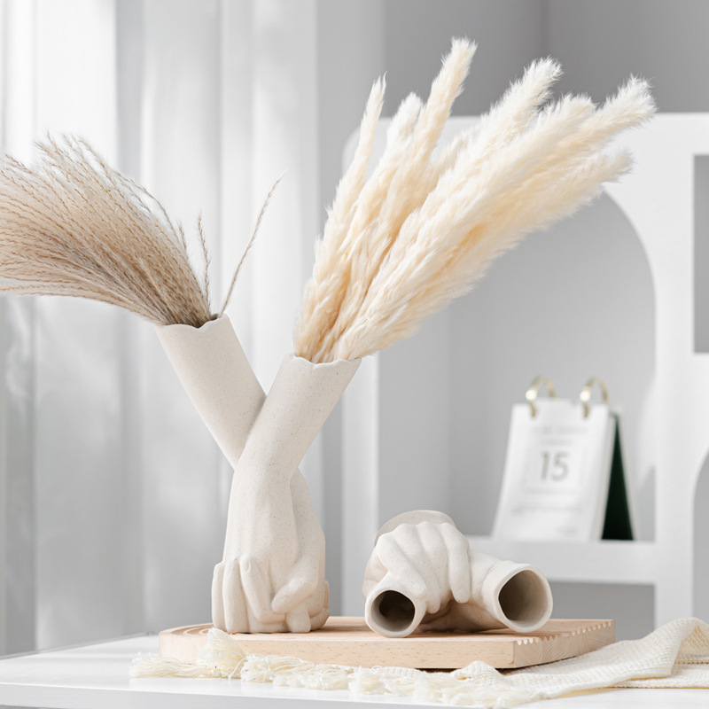 Hand in hand vegetarian ceramic vase simple flower crafts home decoration ornaments - Image 2