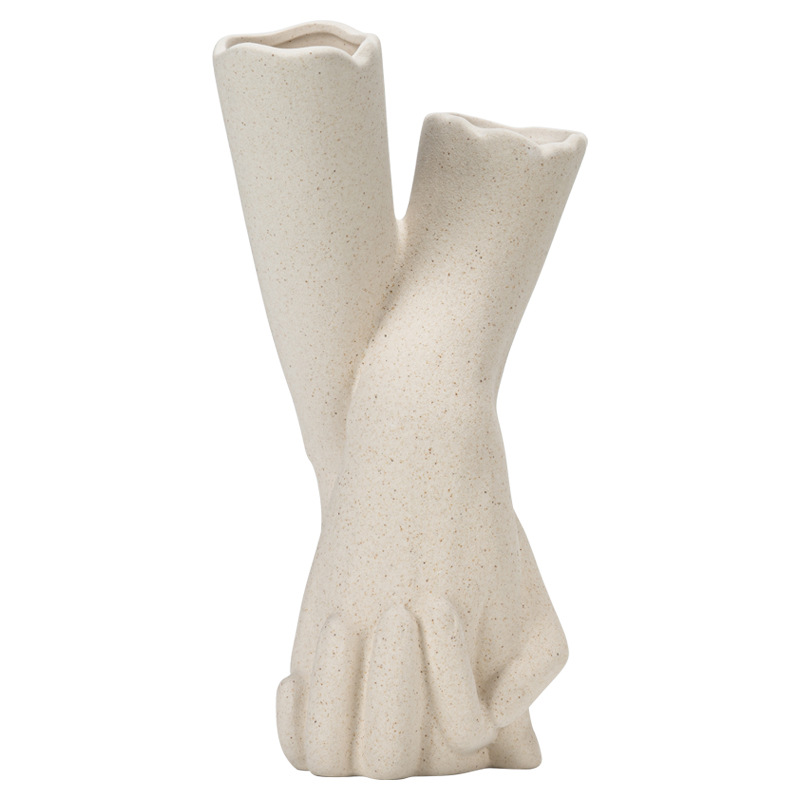 Hand in hand vegetarian ceramic vase simple flower crafts home decoration ornaments - Image 3