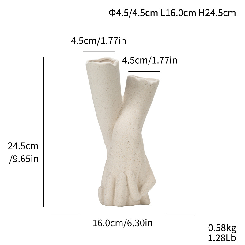 Hand in hand vegetarian ceramic vase simple flower crafts home decoration ornaments - Image 4