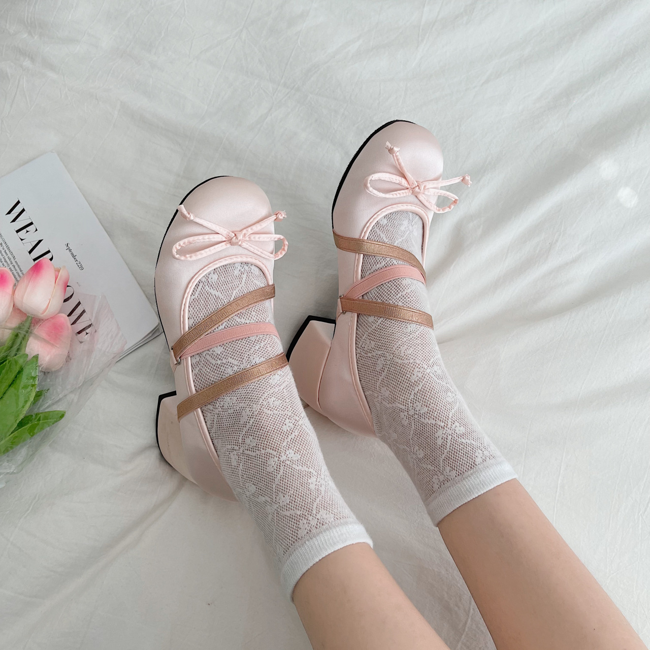 French thick heel Mary Jane shoes for women in summer fairy light mouth small fragrant style round head silver single shoes - Image 3