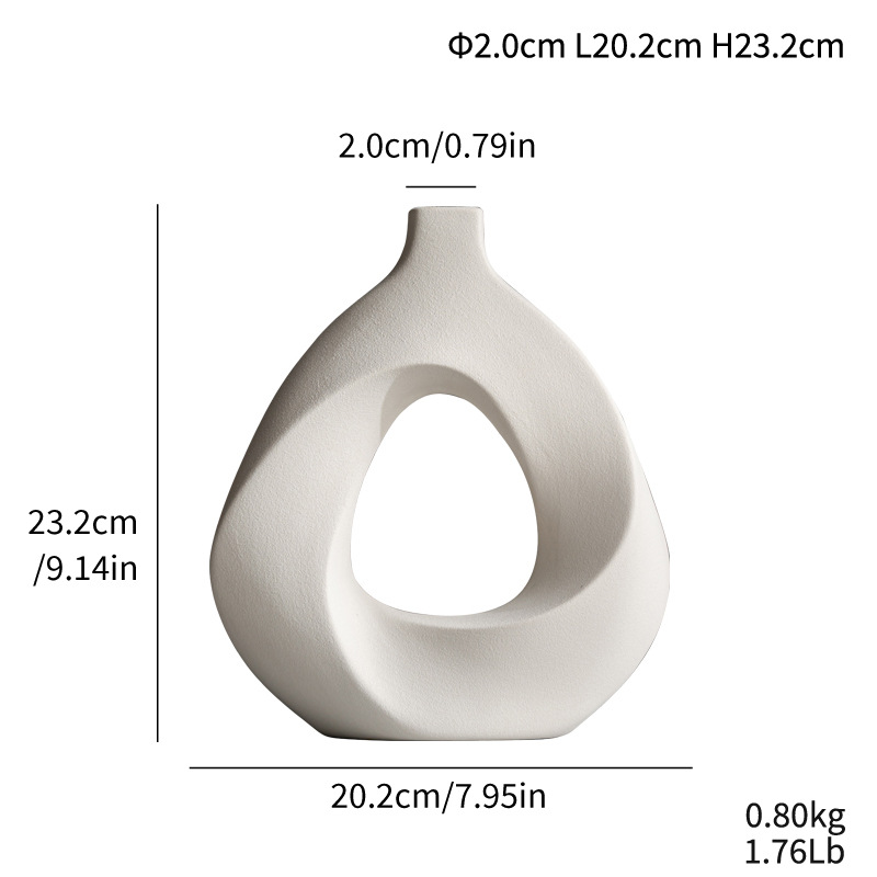 Triangular coil ceramic high-end vase simple modern matte flower ware B&B home decoration - Image 10