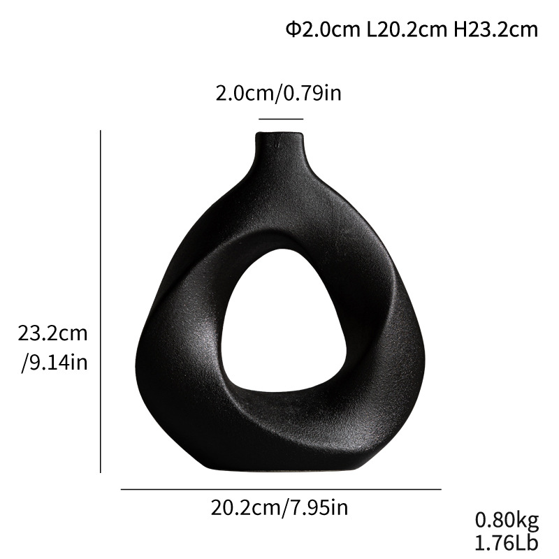Triangular coil ceramic high-end vase simple modern matte flower ware B&B home decoration - Image 5