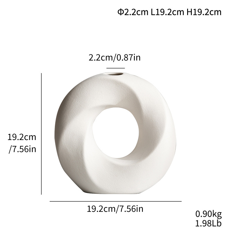 Triangular coil ceramic high-end vase simple modern matte flower ware B&B home decoration - Image 9